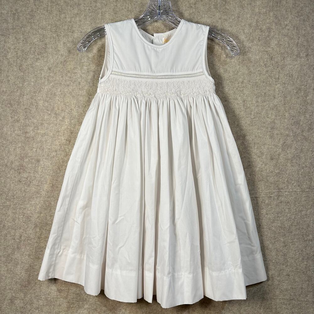 Petit Ami White Batiste Smocked Heirloom Dress Sleeveless Pleated 7425 - Sz 4